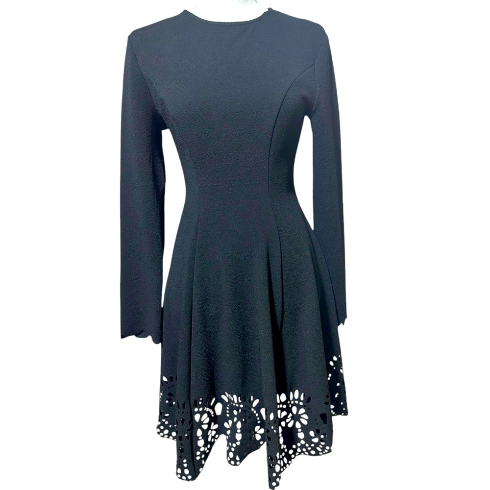 Laser cut black dress with stretch